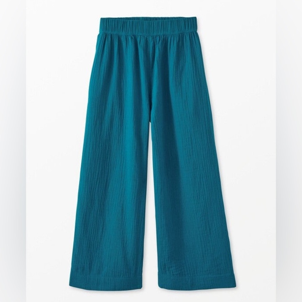 Hanna Andersson Teal Organic Cotton Cropped Muslin Pajama Pants Atlantic Blue XS